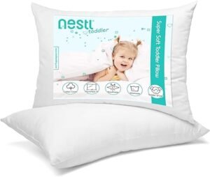 Nestl 2 Pack Toddler Pillow for Sleeping 13 x 18 Small Kids Pillow for Travel Car School Nap Toddler Bed Machine Washable Soft Cotton