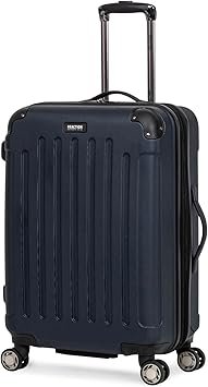 Kenneth Cole REACTION Renegade Luggage Expandable 8Wheel Spinner Lightweight Hardside Suitcase Navy Blue 24Inch Checked
