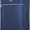 Basics Luggage 28 Large Checked Softside Suitcase With Wheels With Four 360Degree Multidirectional Spinner Wheels Expandable Space Zippered Pocket and Straps Telescopic Handle Navy Blue