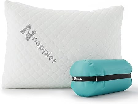Small Shredded Memory Foam Pillow for Travel and Camping Compressible Medium Firm Bed Pillow Contoured Support Breathable Cover Machine Washable Ideal Backpacking Airplane and Car