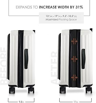 22 cm Carry On Luggage 22x14x9 Airline Approved Carry On Suitcase with Wheels Hardshell Carryon Luggage Durable Luggage CarryOn White Small Suitcase with Cosmetic Case