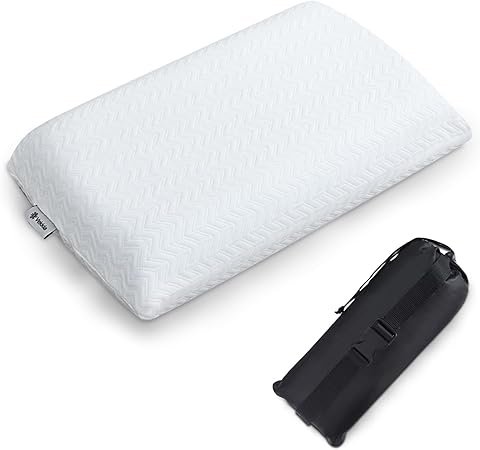 Vekkia Travel Pillow Memory Foam Pillow Compressible Camping Pillow with Washable CoverErgonomic Supportive Pillow for Sleeping Ideal for Adults Kids Travel Hiking Airplane and CarS