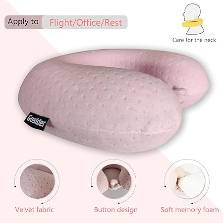 Neck Pillows for Sleeping Travel Pink Travel Pillow Comfortable U Shape Memory Foam Pillows Neck and Head Support Portable Travel Neck Pillow Suitable for Planes Trains SelfDriving Cars