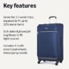 Basics Luggage 28 Large Checked Softside Suitcase With Wheels With Four 360Degree Multidirectional Spinner Wheels Expandable Space Zippered Pocket and Straps Telescopic Handle Navy Blue