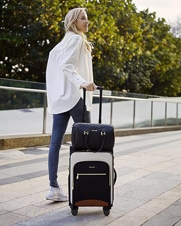 LOVEVOOK Carry On Luggage 22x14x9 Airline Approved 20 cm Softside Suitcases with Wheels Lightweight Spinner Carry on Suitcase with TSA Lock WaterResistant Large Capacity Luggage for Travel