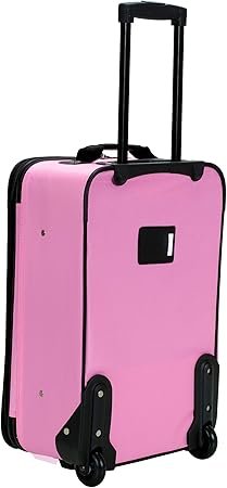Rockland Fashion Softside Upright Luggage Set Expandable Pink 2Piece 1419