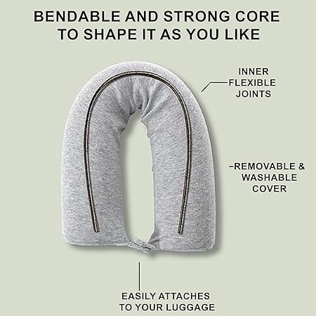 DotDot Twist Memory Foam Travel Pillow for Airplanes Travel Neck Pillow for Sleeping Airplane Pillow for Neck Support Chin Lumbar and Leg Adjustable Bendable Neck Roll Pillow