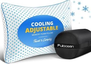 Small Cooling Shredded Memory Foam Pillow for Travel Camping Compressible Adjustable Gel Bed Pillow Washable Cover Medium Firm Neck Lumbar Support Ideal