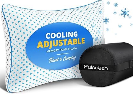 Small Cooling Shredded Memory Foam Pillow for Travel Camping Compressible Adjustable Gel Bed Pillow Washable Cover Medium Firm Neck Lumbar Support Ideal