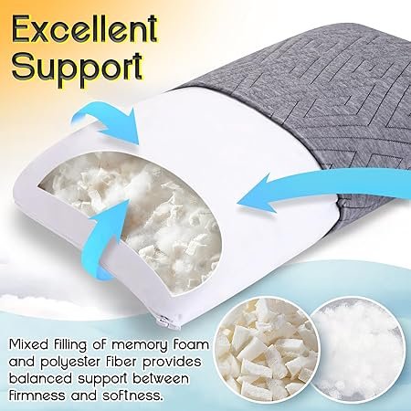Travel Pillow for Sleeping Camping Memory Foam Small Pillow with Breathable Cover for Backpacking Airplane Car 15.5 X 12 cm