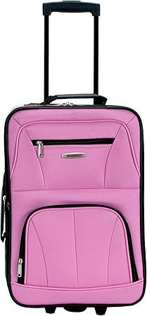 Rockland Fashion Softside Upright Luggage Set Expandable Pink 2Piece 1419