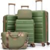 Luggage Sets 5 Piece Suitcases with WheelsABS Hard Case Luggage with TSA Lock Spinner WheelsCarry On Luggage Set Green202428 cm