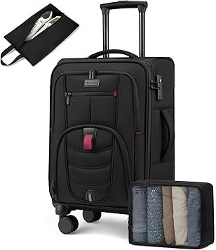 Carry On Luggage 22x14x9 Airline Approved 22Inch Suitcases with Spinner Wheels Softside Carryon Luggage with TSA Lock for Men Women Business Trip Lightweight Large Capacity Luggage for Travel