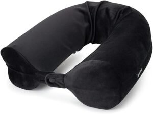 Brookstone Free Form Travel Pillow Lightweight Flexible Memory Foam Travel Neck Pillow for Sleeping Car Airplane Travel Support Size: One Size Black