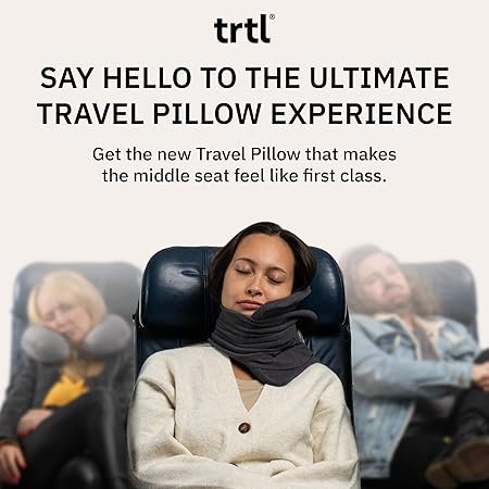 trtl Pillow Scientifically Proven Super Soft Neck Support Travel Pillow Machine Washable Grey