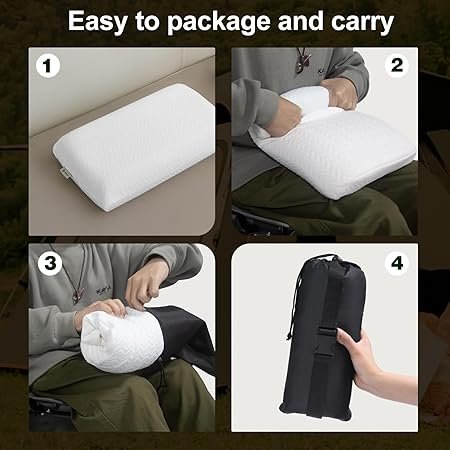 Vekkia Travel Pillow Memory Foam Pillow Compressible Camping Pillow with Washable CoverErgonomic Supportive Pillow for Sleeping Ideal for Adults Kids Travel Hiking Airplane and CarS