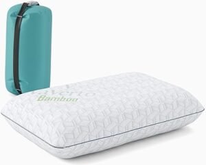 Vaverto Small Memory Foam Bed Pillow for Camping Compressible Medium Firm Breathable Cover Machine Washable Ideal Backpacking