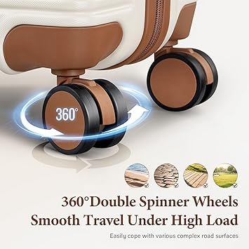 Luggage Sets 3 Piece Hard Shell Carry on Suitcase with Spinner Wheels and TSA Lock Travel Lightweight Luggage Set with YKK Zippers Beige 5 piece sets（202428DBTB