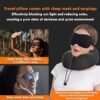 MLVOC Travel Pillow 100 Pure Memory Foam Neck Pillow Comfortable Breathable Cover Machine Washable Airplane Travel Kit with 3D Contoured Eye Masks Earplugs and Luxury Bag Standard Black