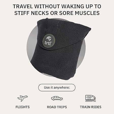 trtl Pillow Scientifically Proven Super Soft Neck Support Travel Pillow Machine Washable Grey
