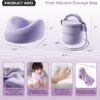 Travel Pillow Memory Foam Neck Pillow Airplane Neck Travel Airplane Pillow for Long Flight 360º Support Machine Washable Purple