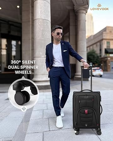 Carry On Luggage 22x14x9 Airline Approved 22Inch Suitcases with Spinner Wheels Softside Carryon Luggage with TSA Lock for Men Women Business Trip Lightweight Large Capacity Luggage for Travel