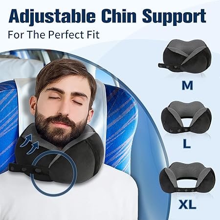 Neck Pillow for Traveling Travel Pillows for Airplanes100 Pure Memory Foam Travel Neck Pillow Adjustable Flight Pillow Portable Plane Accessories with Eye Mask Earplugs Carry Bag