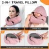 Travel Pillow Hooded Neck Pillow Airplane Memory Foam Filling for Plane Office Cars Sleeping Road Trip Long Flights Portable Plane Accessories Includes Eye Mask Earplugs Red