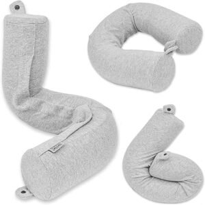 DotDot Twist Memory Foam Travel Pillow for Airplanes Travel Neck Pillow for Sleeping Airplane Pillow for Neck Support Chin Lumbar and Leg Adjustable Bendable Neck Roll Pillow