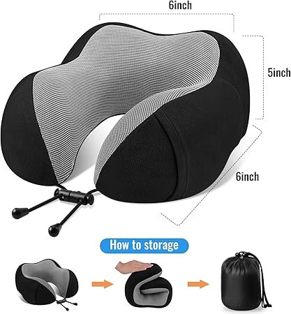 CloudBliss Travel Pillow Premium Memory Foam Comfortable Supportive Neck Pillow Sleeping Neck Pillows for Travel Airplane Pillow for Sleeping Airplane Car Office and Home