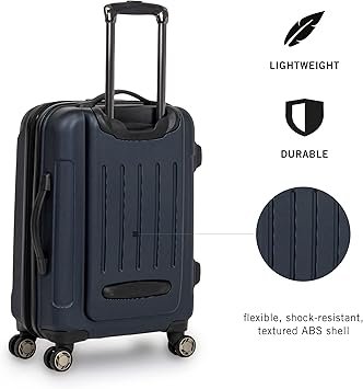 Kenneth Cole REACTION Renegade Luggage Expandable 8Wheel Spinner Lightweight Hardside Suitcase Navy Blue 24Inch Checked
