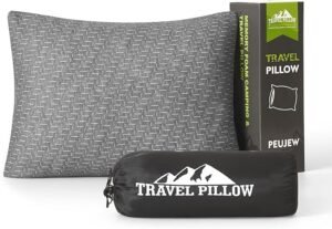 Small Shredded Memory Foam Pillow Camping Pillow Travel Pillow Compressible Medium Firm Breathable Cover Ideal Backpacking Hiking Airplane and Car