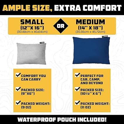 Wise Owl Outfitters Camping Pillow – Memory Foam Travel Pillow for Airplane Sleeping Hiking Backpacking Outdoor Use Small Portable for Adults Car Camp Tent