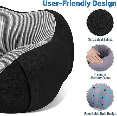 CloudBliss Travel Pillow Premium Memory Foam Comfortable Supportive Neck Pillow Sleeping Neck Pillows for Travel Airplane Pillow for Sleeping Airplane Car Office and Home