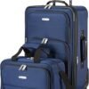 Basics Luggage Sets CarryOn 23 cm tote 15 cm Suitcase With Wheels Expandable Extra Space 15 Front Pockets and Telescopic Handle Navy Blue