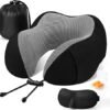 CloudBliss Travel Pillow Premium Memory Foam Comfortable Supportive Neck Pillow Sleeping Neck Pillows for Travel Airplane Pillow for Sleeping Airplane Car Office and Home