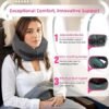 Neck Pillow Airplane Travel Set Pure Memory Foam Travel Pillow for Long Flights Essentials Sleeping with 3D Contoured Eye Mask Earplugs Portable Bag Grayish