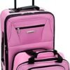 Rockland Fashion Softside Upright Luggage Set Expandable Pink 2Piece 1419