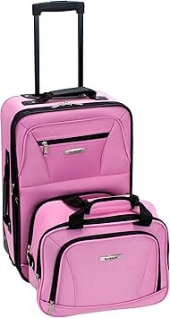 Rockland Fashion Softside Upright Luggage Set Expandable Pink 2Piece 1419