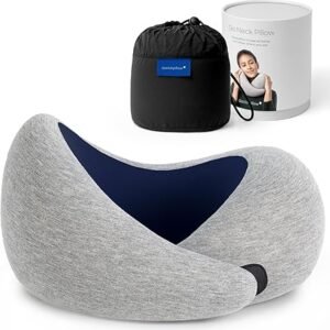 Ostrichpillow Go Neck Pillow Travel Pillows for Airplanes Premium Memory Foam Travel Pillow 360 Ergonomic Design Asymmetrical Sides Travel Bag Included Washable Modal Cover