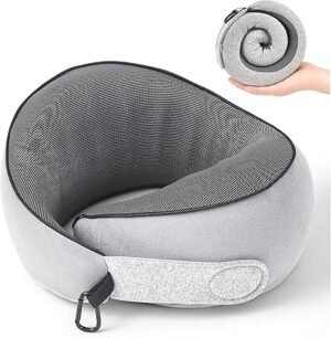 Travel Pillow 100 Pure Memory Foam Travel Neck Pillow Airplane Neck Support Ergonomic Design for Traveling Suitable for AirplanesOffices and CarsGrey